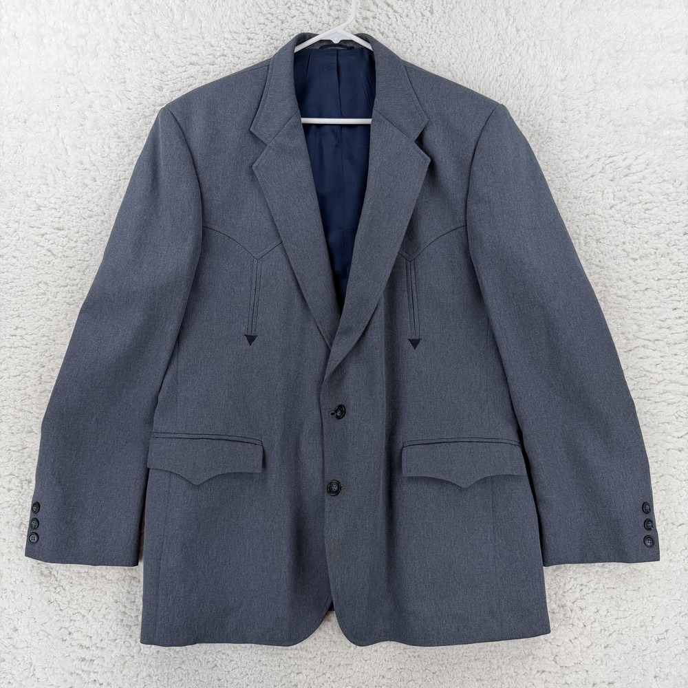 Circle S Sport Coat Mens 44R Blue Western Cowboy 2 Btn Dallas Texas USA Jacket